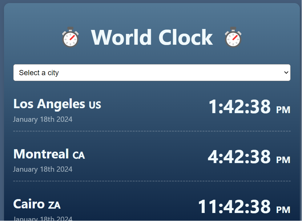 World Clock project preview